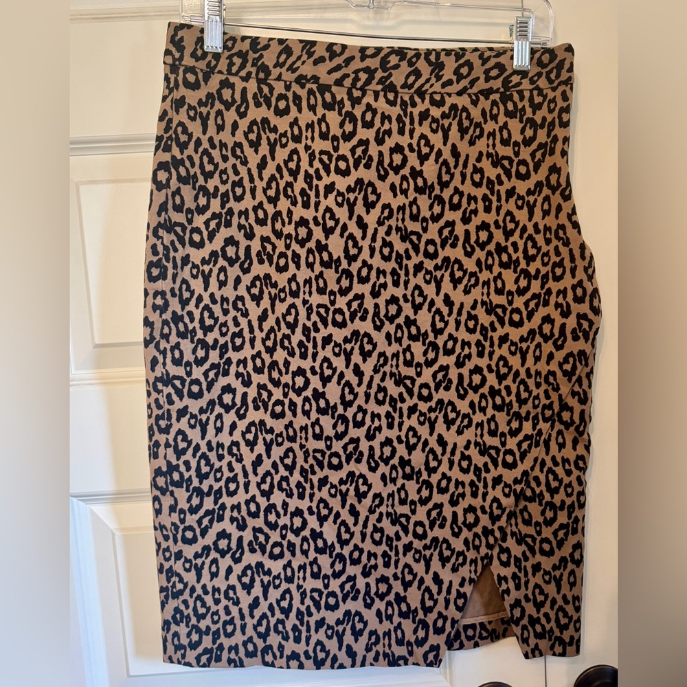 Banana Republic Leopard Print Pencil Skirt High Waist Office Size 8